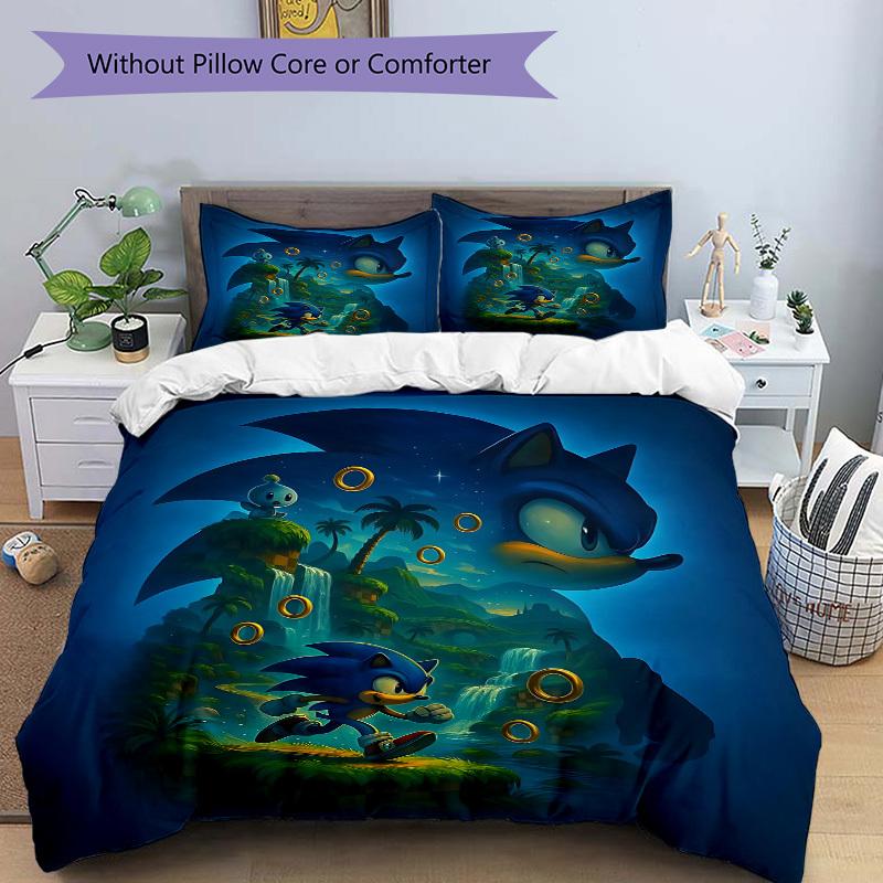3pcs Sonic Duvet Cover Set, 1 Duvet Cover + 2 Pillowcases (No Insert), High-Definition Print, Home & Dorm Set yy251208022