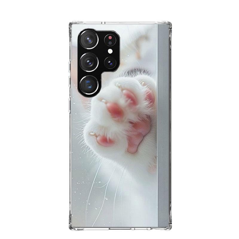 Pink Cat Hand Paw Phone Case For Samsung Galaxy S26 S25 Edge S24 S23 FE S22 Ultra S21 Plus S20 + Fundas Cover Coque Galaxy S25 S