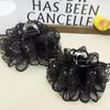 Versatile Black Retro Bubble Hair Claw Clip - Acrylic & Organza