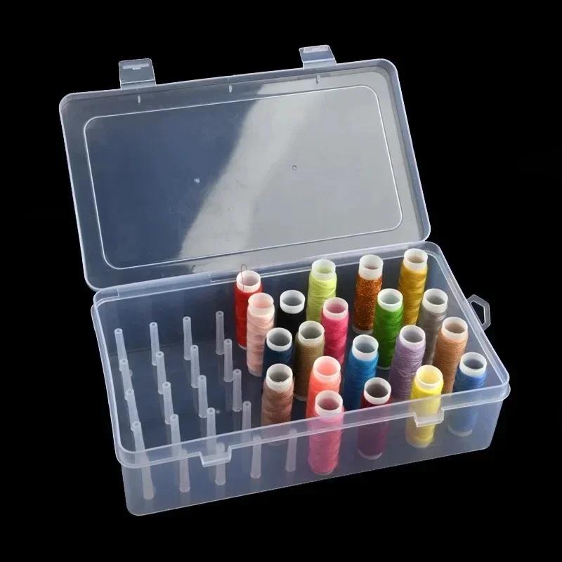 New Sewing Thread  Box 42 Pieces Spools Bobbin Carrying Case Container Holder Craft Spool Organizing Case Sewing 24 Spools