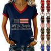 Women's Casual V Neck Short Sleeve Pullover Printed T-Shirt Top