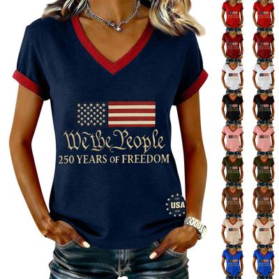 Haut T-shirt Pull Décontracté à Manches Courtes et Col en V Imprimé pour Femme