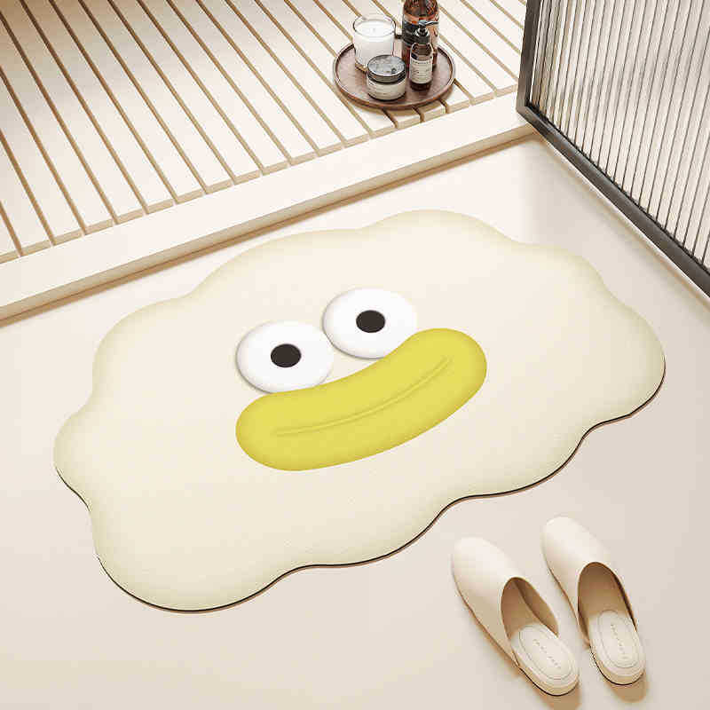 Cute Cartoon Bathroom Floor Mat Diatom Mud Anti Slip Foot Mat Bathroom Shower Room Water Absorption Quick Drying Foot Mat