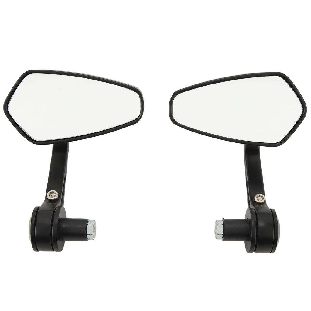 2Pcs Motorcycle Rear View Mirror Black Left And Right Pentagon Shaped Handlebar Side Mirror