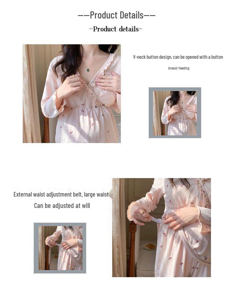 Spring & Autumn Maternity Pajama Set: Long Sleeve & Pants for Postpartum Nursing