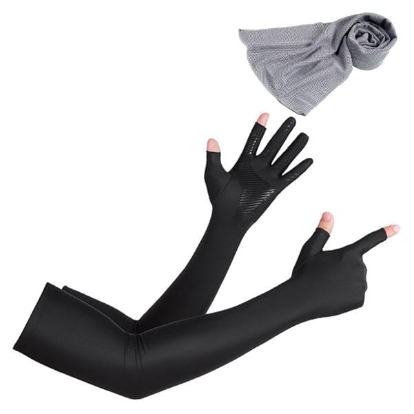 

Рукав Cool UV Полное покрытие для защиты от солнца для тыльной стороны для вождения [fortulux] Мужской, Покрытия, Защита, Кончики пальцев, Рука, Противоскользящий эффект, UPF50+, чёрный