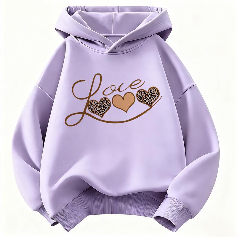 Sweat à capuche imprimé cœur pour filles Sweat-shirt pour enfants Sweat à capuche mignon pour garçons et filles Automne Hiver Sweats à capuche décontractés
