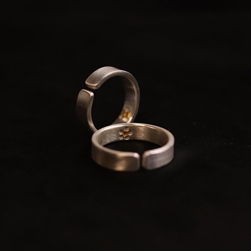 Adjustable Open Ring Couples Vintage Floral Geometric Design Plated Unisex Retro Style Band