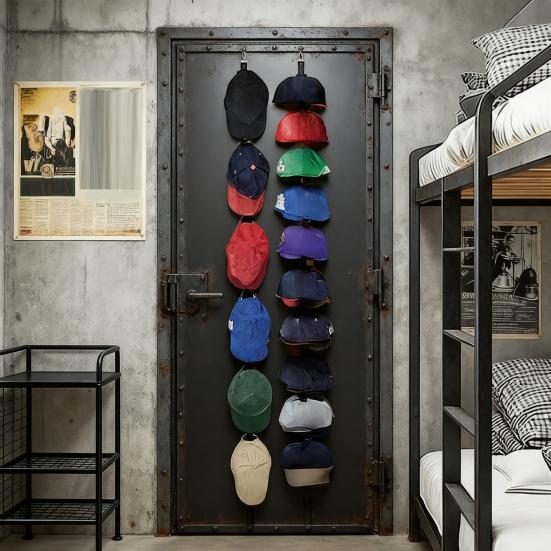 Over-the-Door Hat Hanger Adjustable Baseball Cap Organizer Two-Way Hanging Hat Holder for Entrance Bedroom