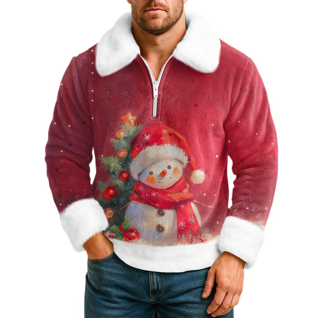 Pánská volnočasová mikina s polovičním zipem a kapucí s vyklápěcím límcem