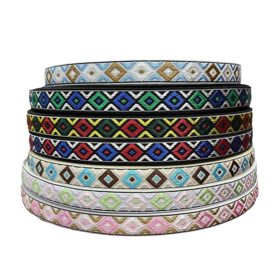 Ethnic Geometric Jacquard Webbing Accessory AH-2855, 1.4 CM Width.