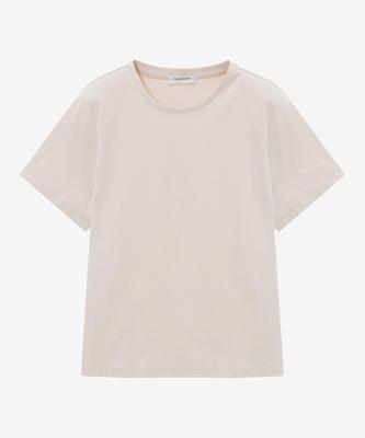 BASIC HOUSE Women'S Cotton Modal Crew Neck Short Sleeve T-Shirt Beige Lzts3212