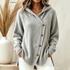 2026 Autumn/Winter Women's Loose Knit Hooded Cardigan with Buttons