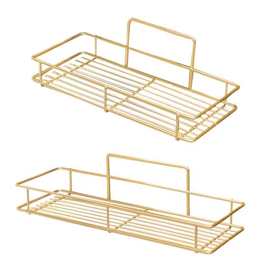 Adhesive Storage Rack Wall Mounted Large Capacity Rack with Hollow Drainage Anti-Rust Organizer for Bathroom Kitchen