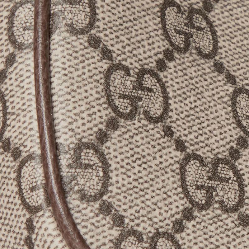 Gucci Ophidia Brand Logo Classic Canvas and Leather Shoulder Bag Mini Women's Beige and Dark Brown
