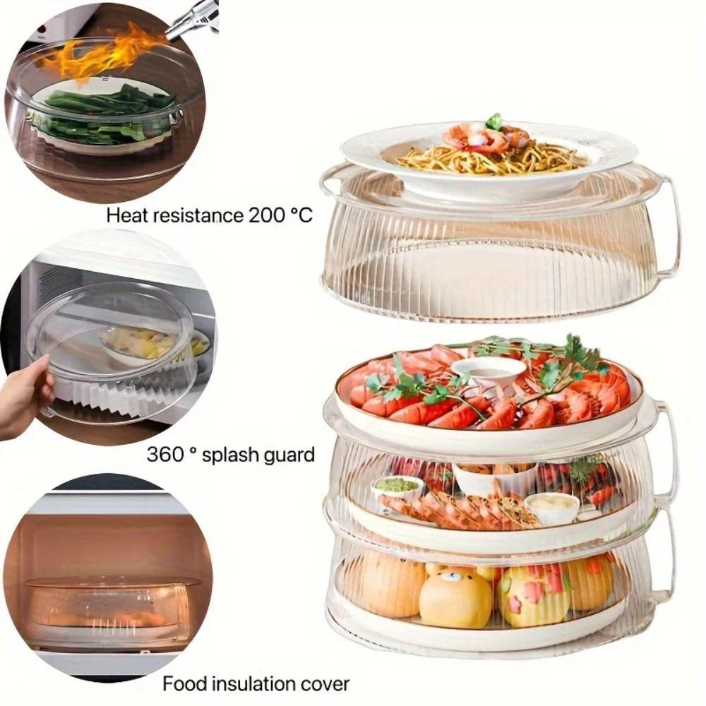 Stackable Food Insulation Cover High-temperature Resistant Splash Microwave Oven Cover Dust Proof Transparent Dishes Lid