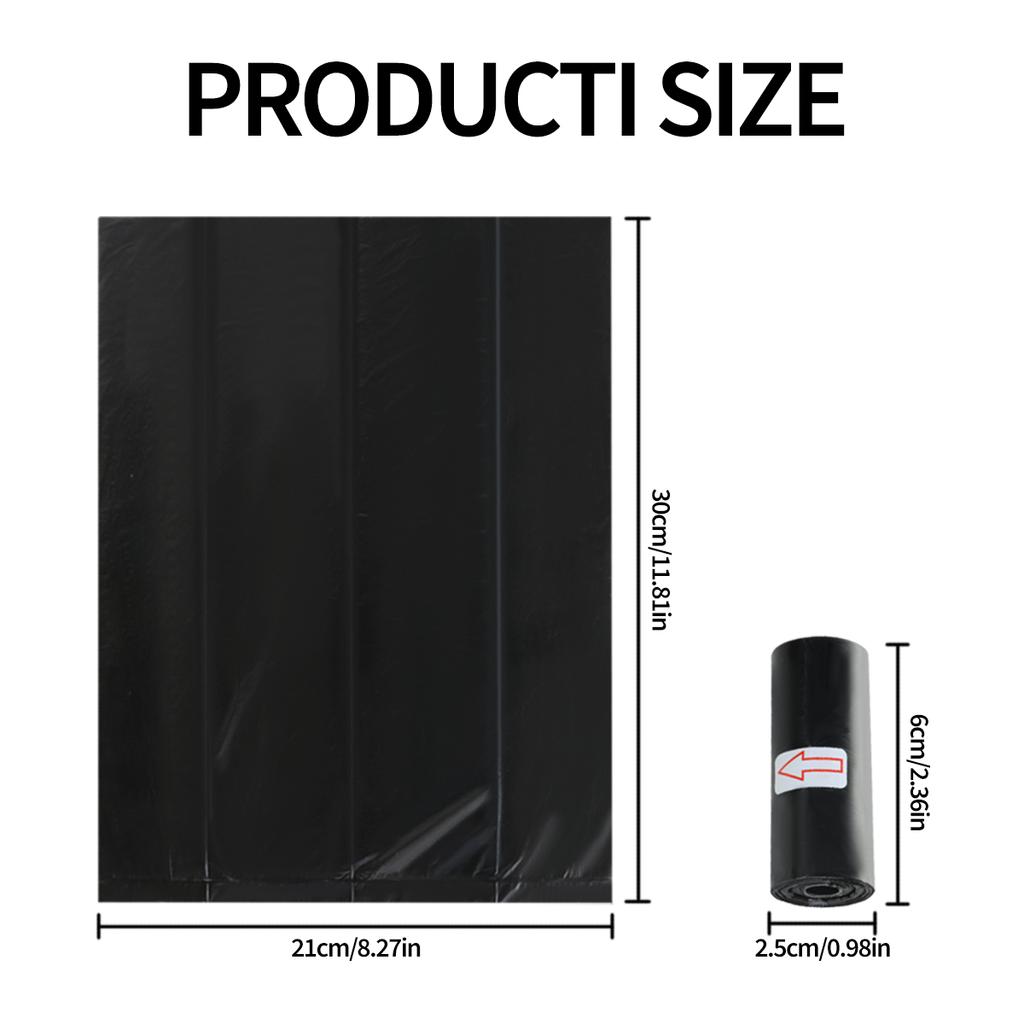 Professional Pets Poo Bags Rolls Strong Thick Leakproof Disposable Waste Bin Bags Perfect For Dogs Cats Puppies Walking Road Black Color