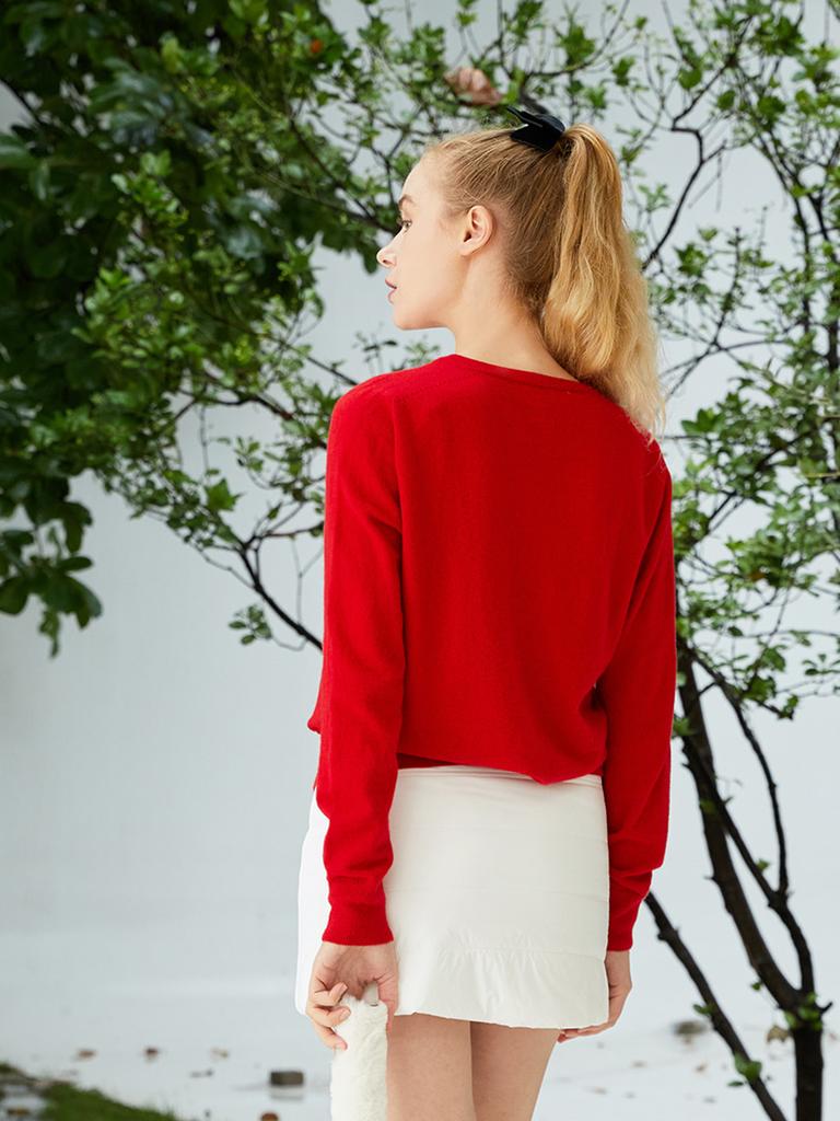 NITINA Cashmere Whole Garment V-Neck Rd