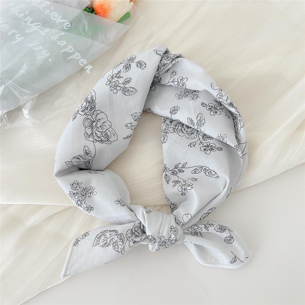 58 Cotton Linen Small Square Silk Scarf for Women - Spring/Autumn/Summer Korean Style Headband & Decorative Scarf