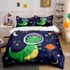 Dinosaur Space Adventure Pattern Duvet Cover Set Digital Print Colorful Polyester Bedding With Zipper Closur For Kids Gifts