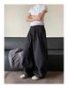 Unisex Summer Retro Wide-Leg Cargo Pants with Drawstring