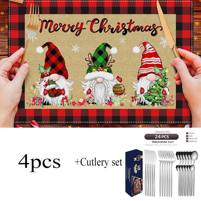 Christmas Tree Buffalo Plaid Placemats Set of 5 Christmas Placemats  Place Mats for Dinner Kitchen Table Party Home Decoration