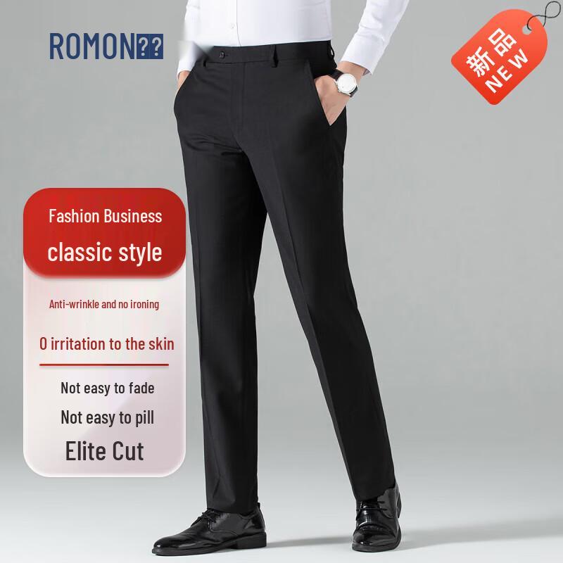 

Luomeng Men s Straight Fit Business Casual Suit Trousers 32