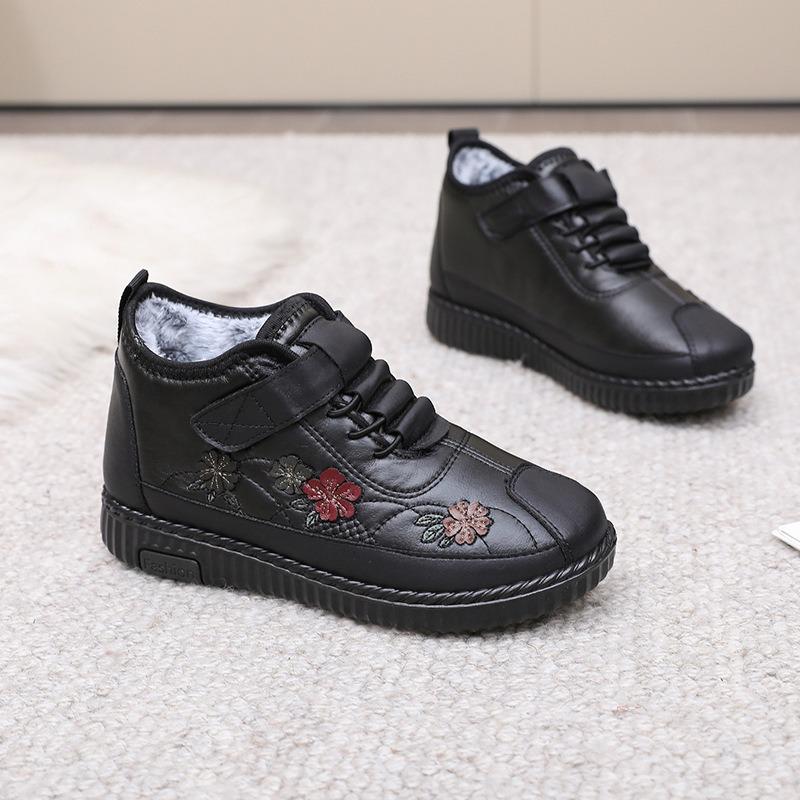 Dámské nepromokavé zimní boty pro seniorky, plyšová podšívka, boty do chladného počasí, protiskluzové teplé sněhule, pohodlné pro babičku