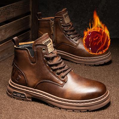 Luxury Men Ankle Boots Retro British High-top Men Boots Fashion High Quality Leather Shoes  Outdoor Men Motorcycle Boots