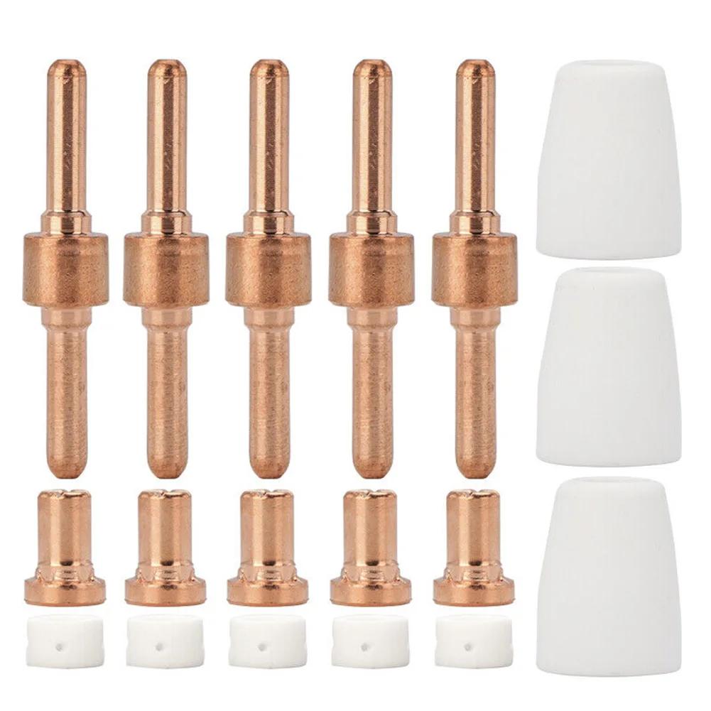 18 Piece Plasma Cutting Torch Replacement Kit For PT-31 LGK40 CUT40 Series Machines Copper Electrodes Porcelain Cups Gas Rings