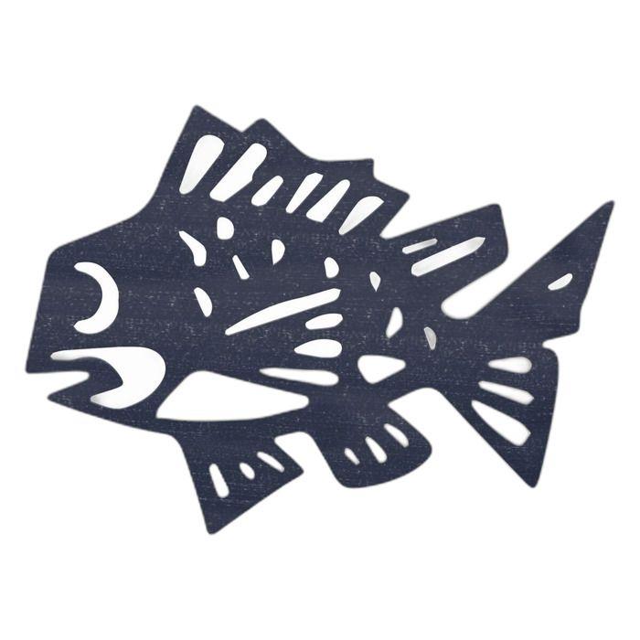 Décoration murale - BigBuy Home - Cadre poisson métal - Bleu marine - 36 x 26 cm - Design contemporain