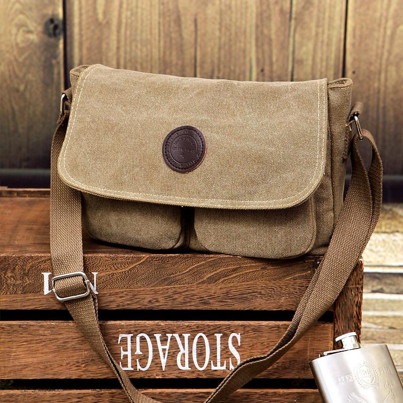 Retro Mens Canvas Messenger Bag With Adjustable Strap For Business Travel