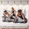 2D flat banner depicting a woman exercising in a gym environment suitable for various occasions.PMJ