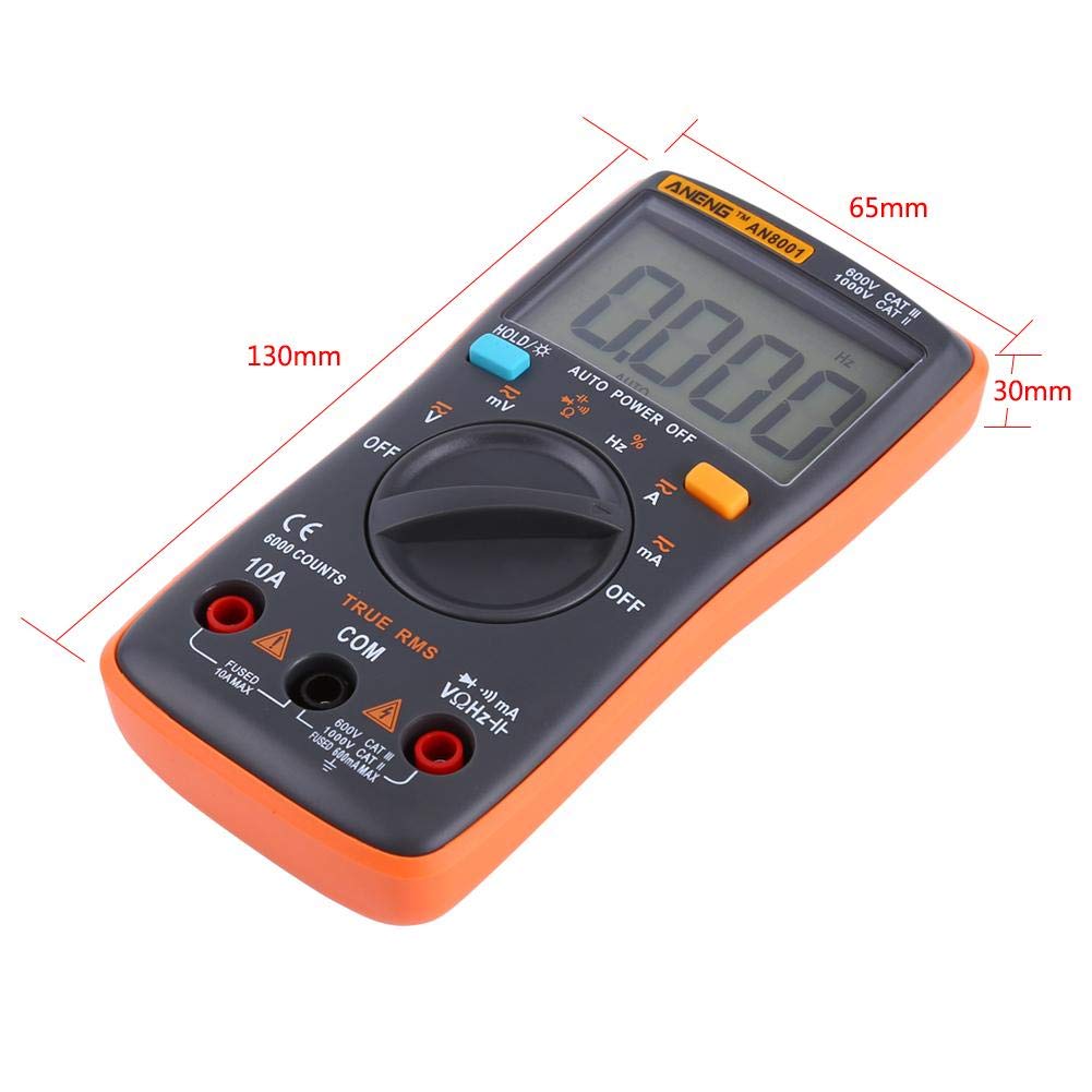 Akozon ANENG Digital Multimeter Auto-Range, AN8001 True-RMS Digital Multimeter AC DC Voltage/Ammeter Current/Ohmmeter/Diode/Shutdown, Frequency and Du