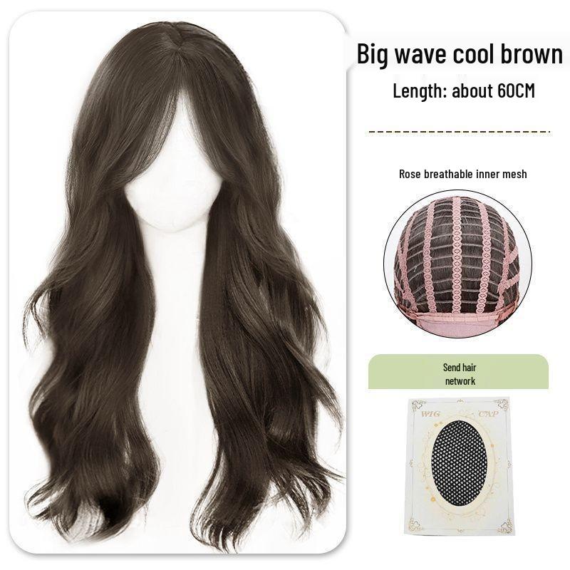 Women's Full Head Cover Wig - Middle Part, Voluminous Big Waves, Long Curly Style