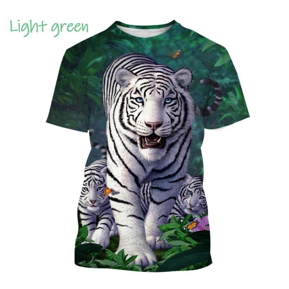 Hot-selling personalized fierce tiger 3D printed T-shirt, summer men's fashion, funny, cool, hip-hop animal short-sleeve top
