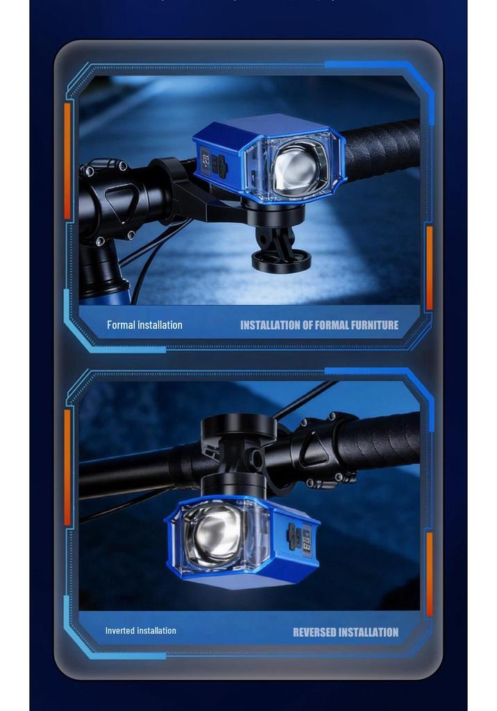 Aluminum Alloy Wireless Remote Bicycle Light, High/Low Beam, High Lumens, Electric Display, Quick Release, Wide Flood Cycling Light.