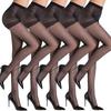 5 Pairs Women's High-Waisted Sheer Pantyhose - 20D Nylon-Spandex Blend, Reinforced Toe, Machine Washable, Stretch Fit