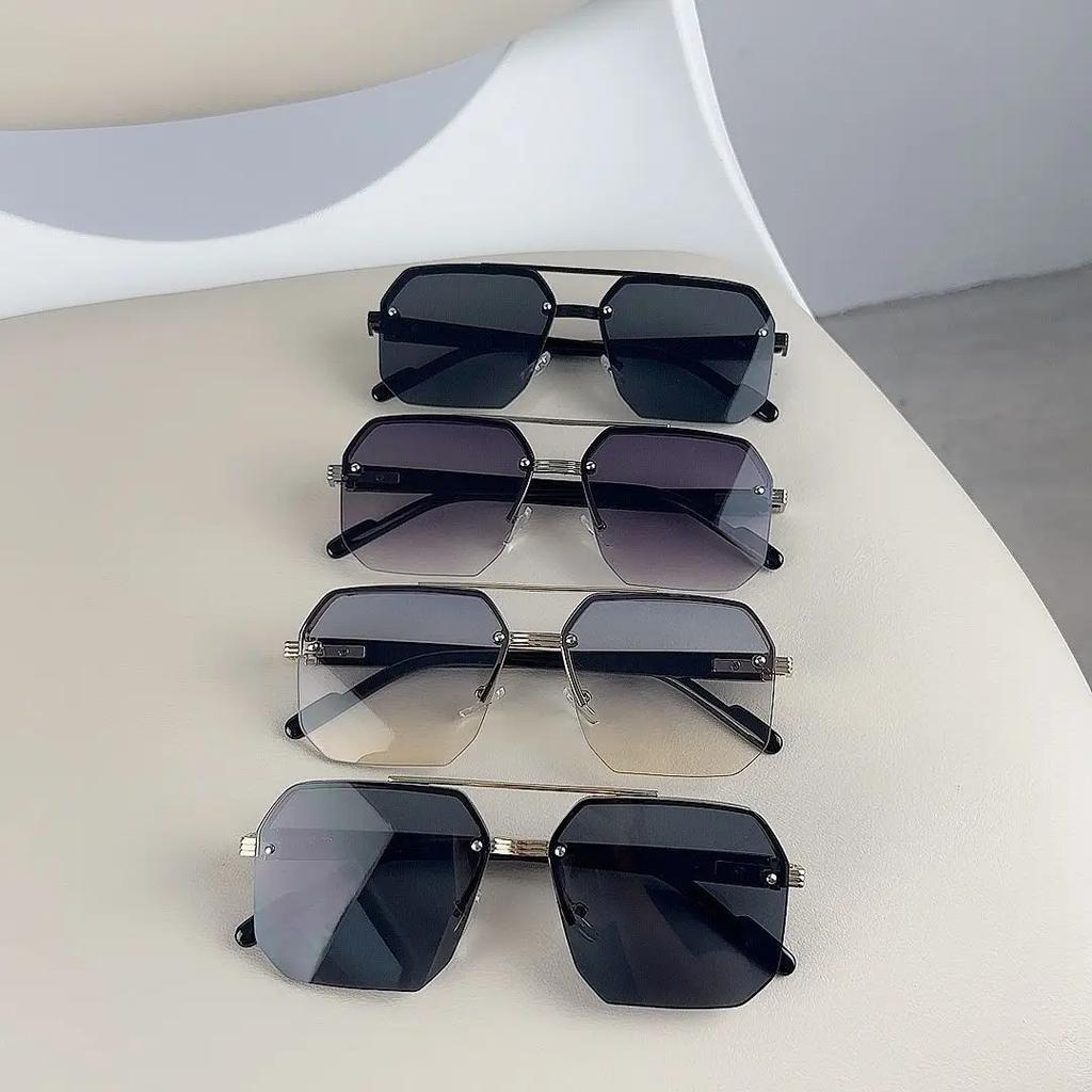 New Gradient Sunglasses for Men Fashion Metal Big Frame Sun Glasses Brand Design Luxury Lunette Eil Homme UV400 Eyewear