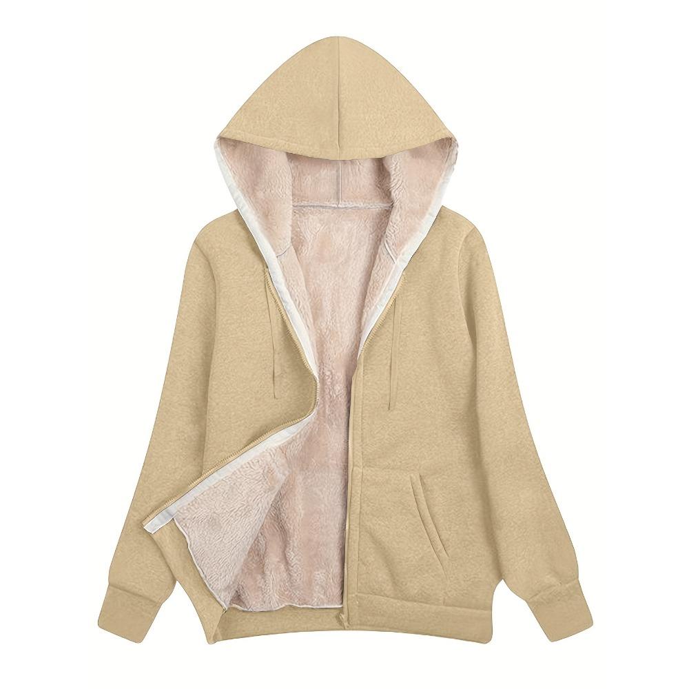 

Жіноче затишне флісове пальто з капюшоном Однотонне пальто Теплий модний жіночий одяг 5XL хакі