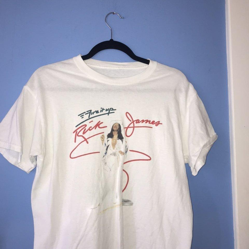 Винтажная футболка Fire It Up Rick James, с коротким рукавом, белая, унисекс, S-234XL NE872, унисекс M
