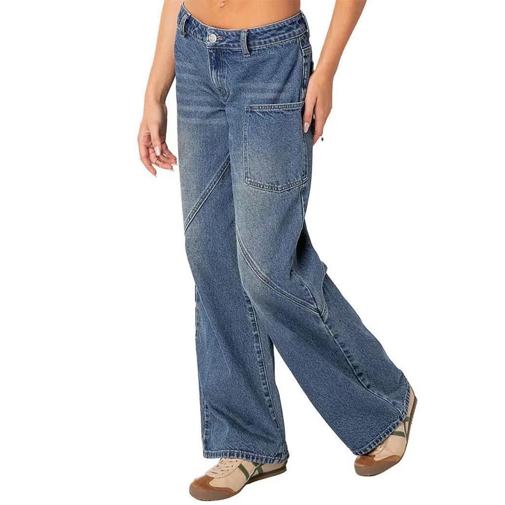 Women's High Waist Washed Women's Jeans Fashionable Versatile Straight Leg Pants