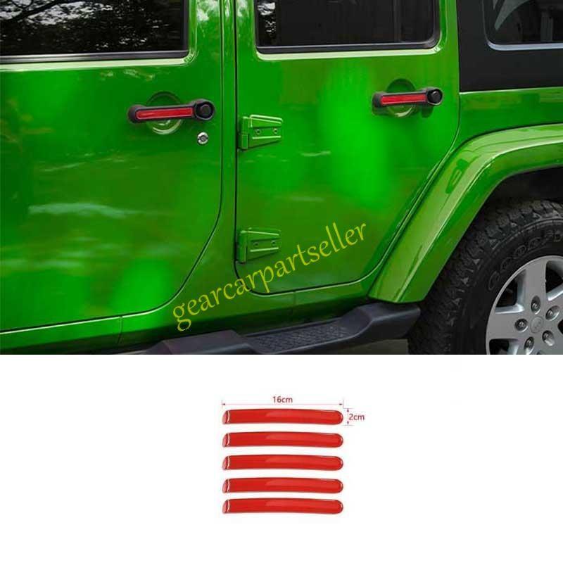 For Jeep Wrangler JK 4DR 07-2017 Fiery Red Exterior Side Door Handle Strip 5PC