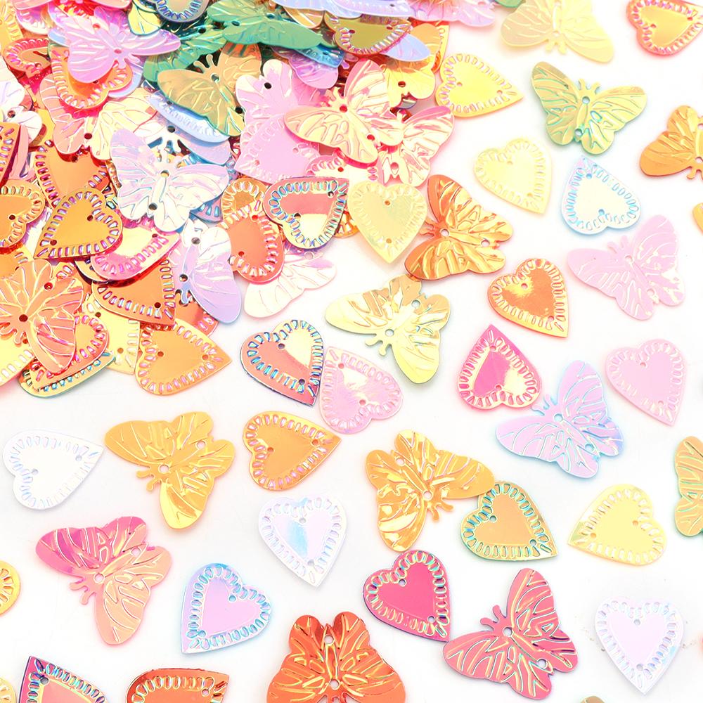 40g Mix Color Sequin Spacer Beads Glitter Heart/Butterfly Shape Paillettes For DIY Craft Nial Headwear Bracelet Jewelry Findings