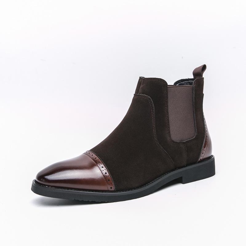 Men s Chelsea Boots - Plus Size 46, Mid-High Top Leather, Autumn/Winter 2025, British Style Short Boots. 42 коричневый