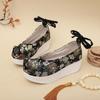 Zeppe Jacquard in Seta da Donna Scarpe Cheongsam Stile Etnico Suola Spessa Cinturino alla Caviglia Leggero Scarpe Hanfu Scarpe a Gonnellino Viso di Cavallo