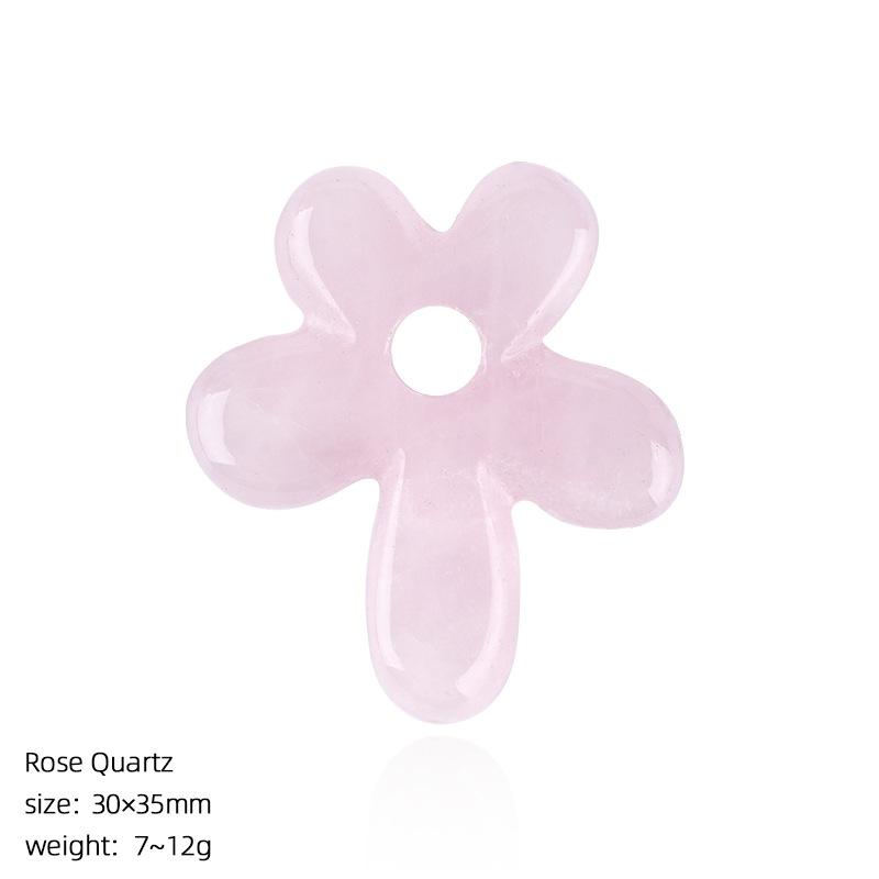 Natural Crystal Five Petal Flower Pendant Vintage DIY Necklace Sweater Chain Jewelry Finding