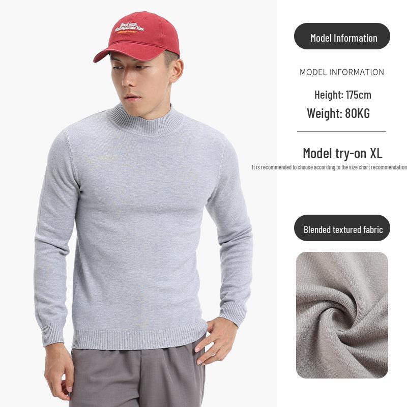 Men s High-End Half-High Collar Warm Sweater - Autumn/Winter Knitwear Base Layer XXXXL