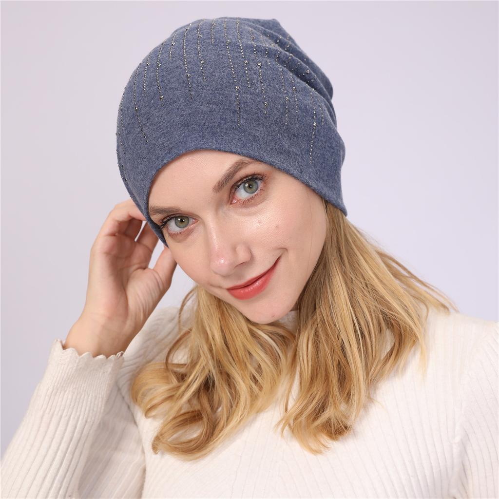 Autumn and Winter Men's and Women's Cotton Pile Hats Double-layer Hot Diamond Pullover Hats To Keep Warm and Cold Proof Pile Confinement Hats