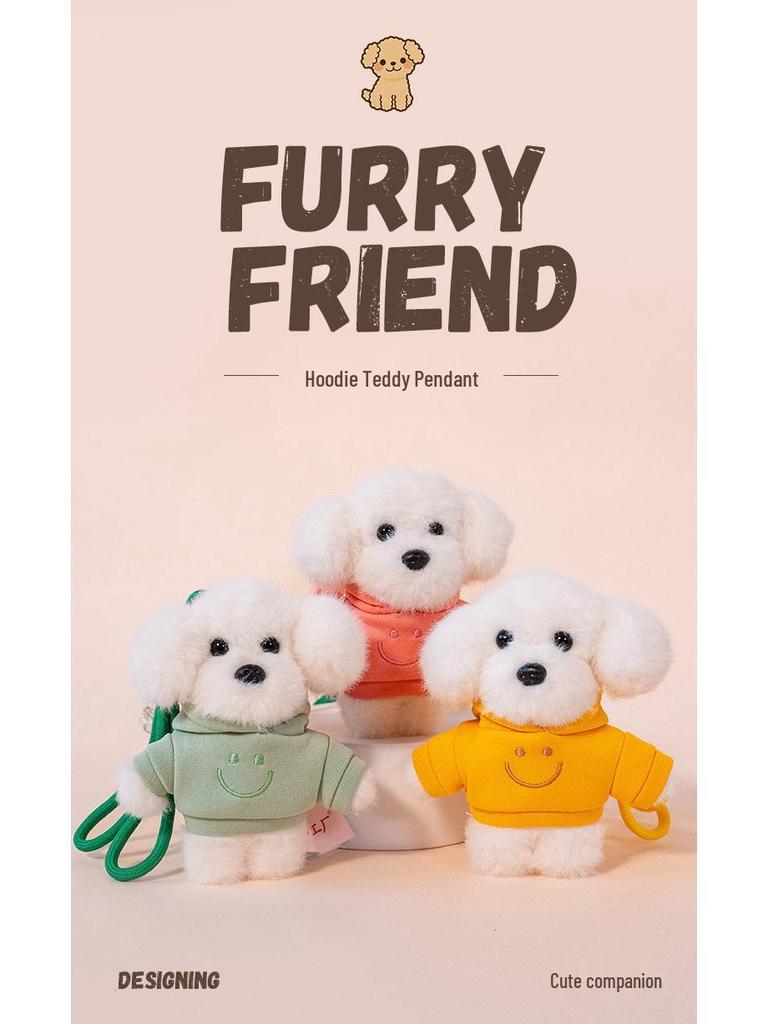 Adorable Plush Puppy Hoodie Keychain - Charming Bag Accessory & Gift for Friends
